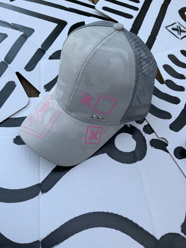 Gorra Mimet Plata en estampado Rosa