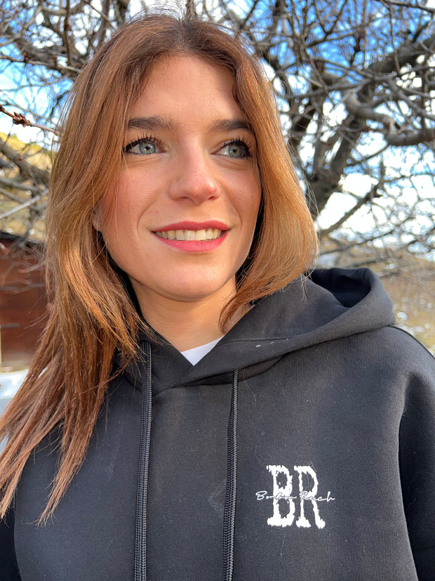 Sudadera negra BonBon Reich (logo en la manga)