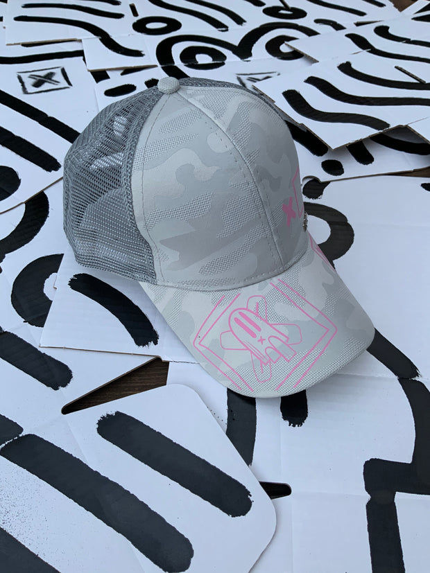 Gorra Mimet Plata en estampado Rosa